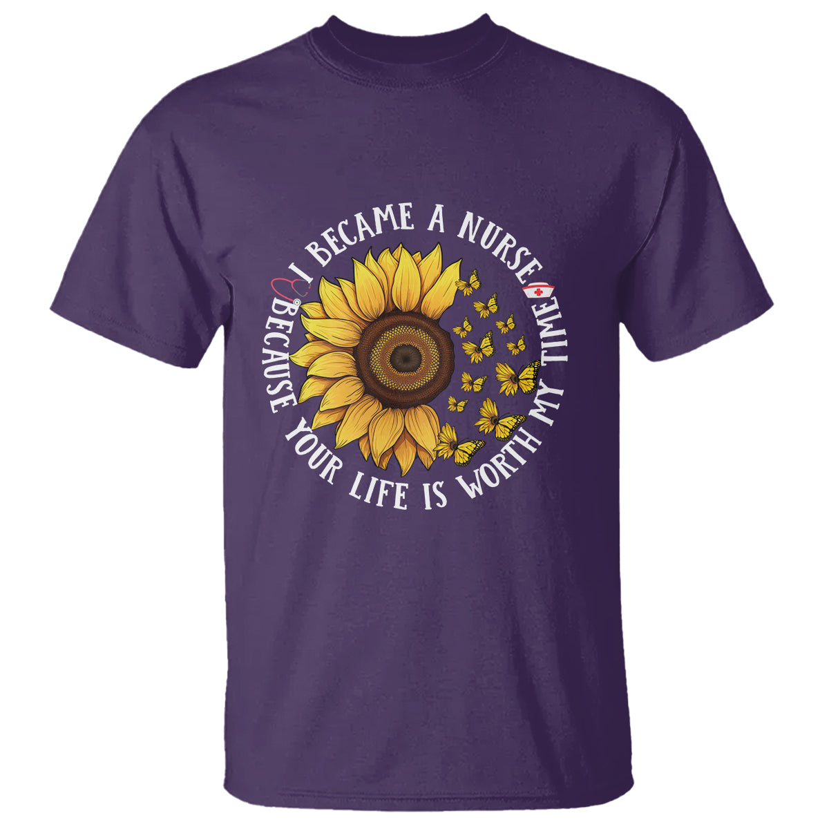 i-became-a-nurse-because-your-life-is-worth-my-time-sunflower-butterfly-t-shirt-1