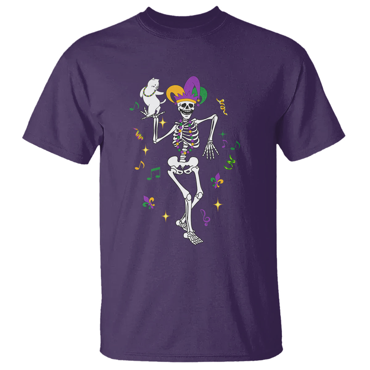mardi-gras-funny-jester-skeleton-dancing-with-cat-t-shirt