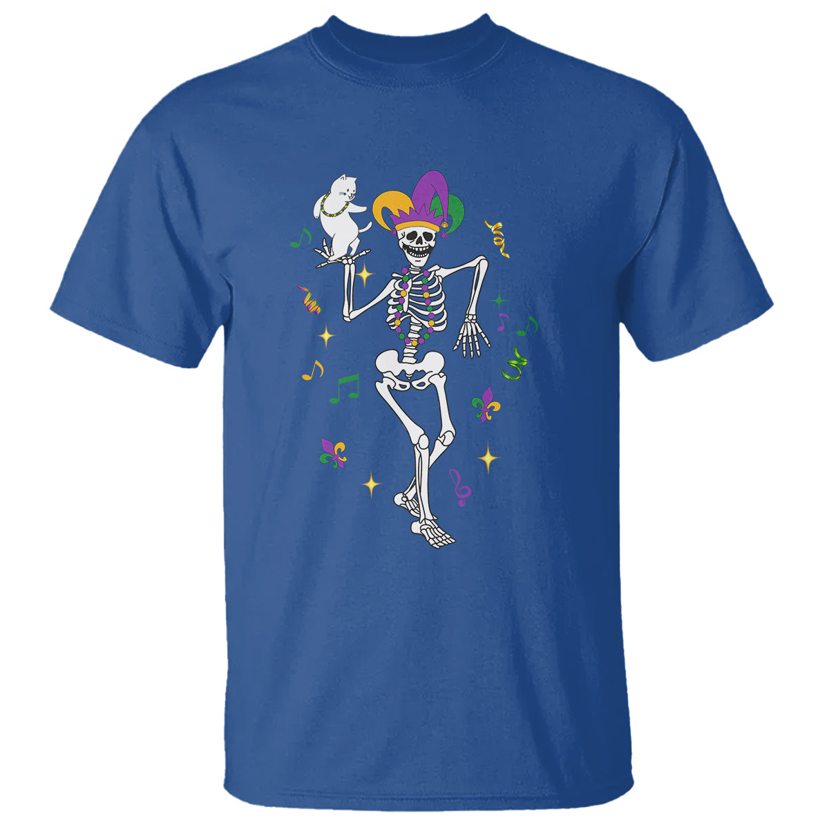 mardi-gras-funny-jester-skeleton-dancing-with-cat-t-shirt