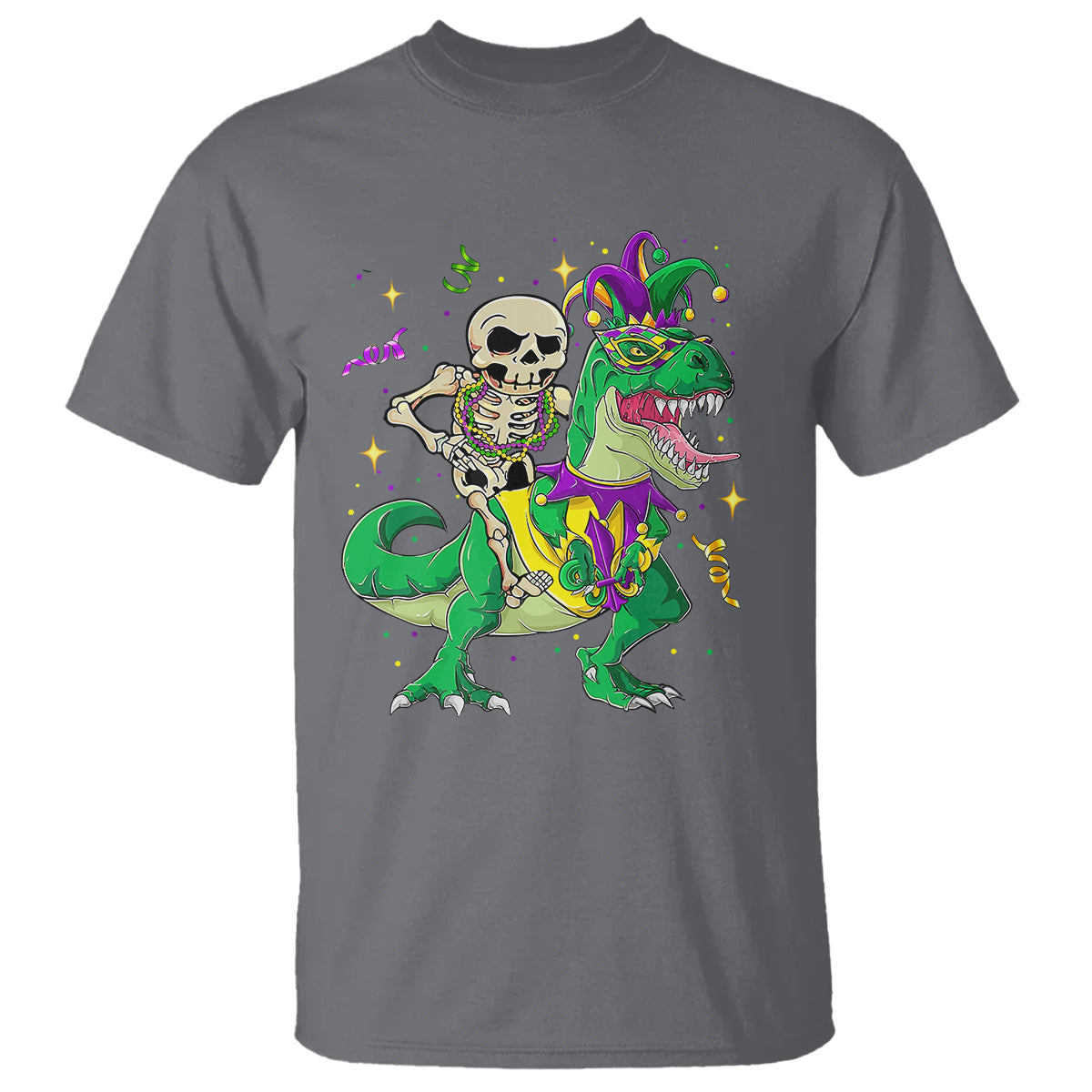 mardi-gras-funny-skeleton-on-dinosaur-jester-beads-t-shirt
