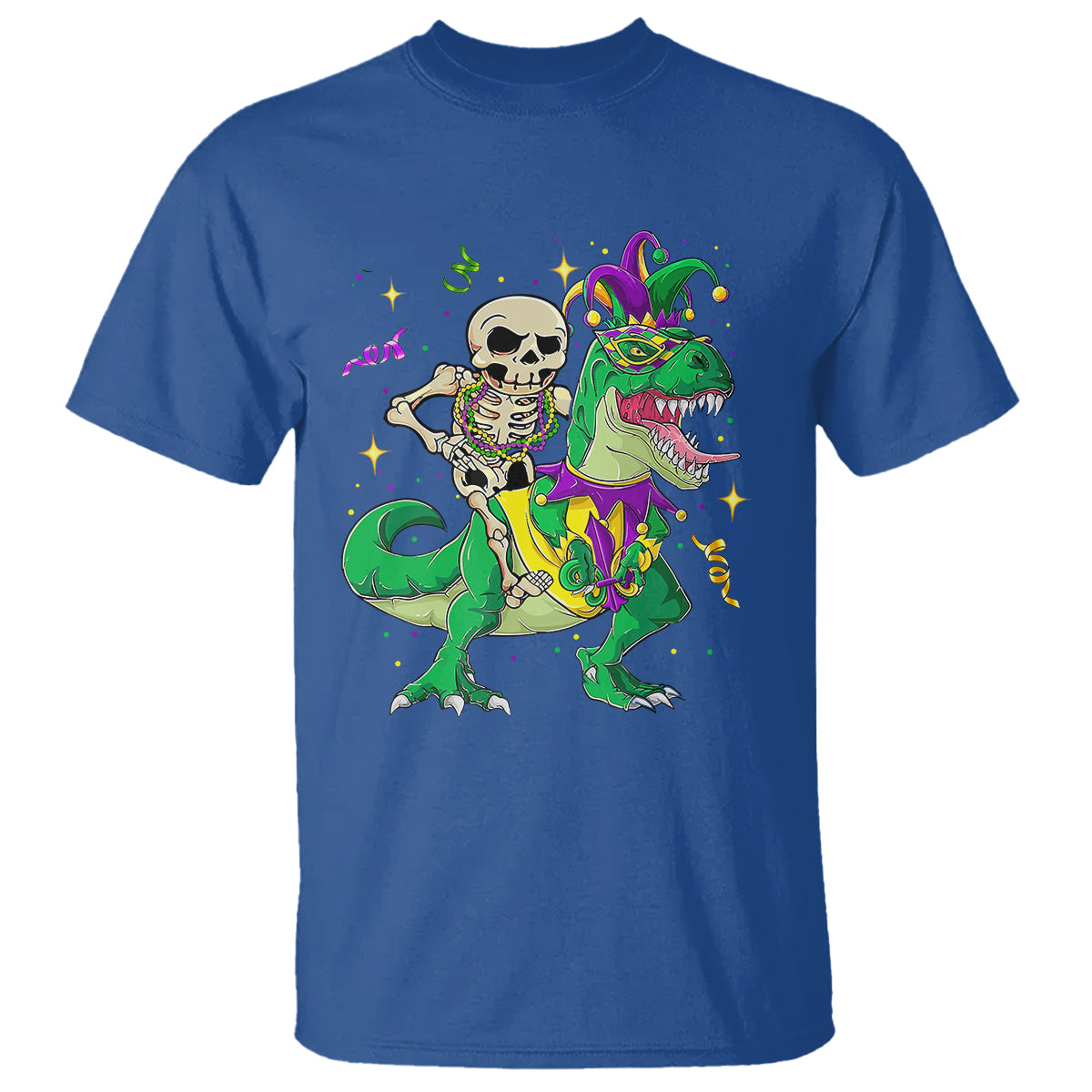 mardi-gras-funny-skeleton-on-dinosaur-jester-beads-t-shirt