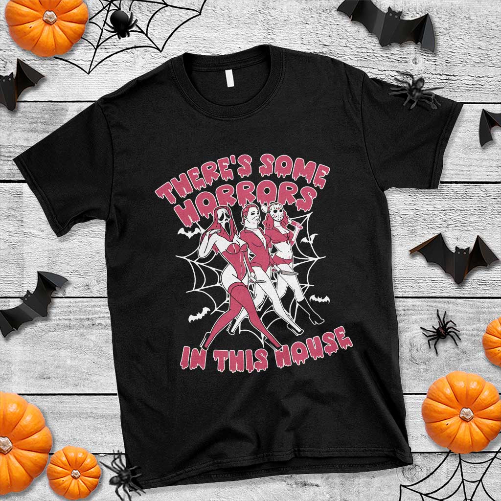funny-pink-halloween-t-shirt-theres-some-horrors-in-this-house