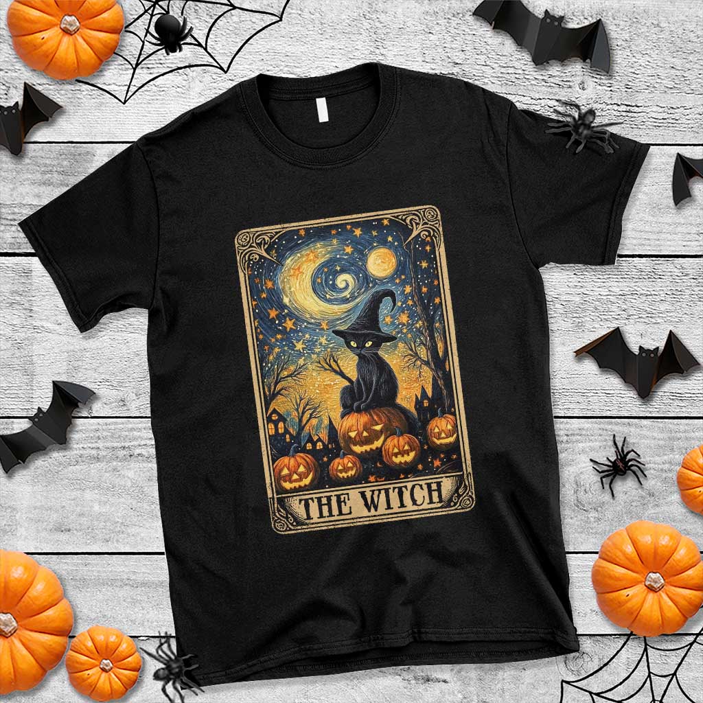 black-cat-witch-t-shirt-the-witch-tarot-card-starry-night-spooky-halloween