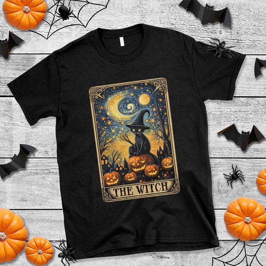 black-cat-witch-t-shirt-the-witch-tarot-card-starry-night-spooky-halloween