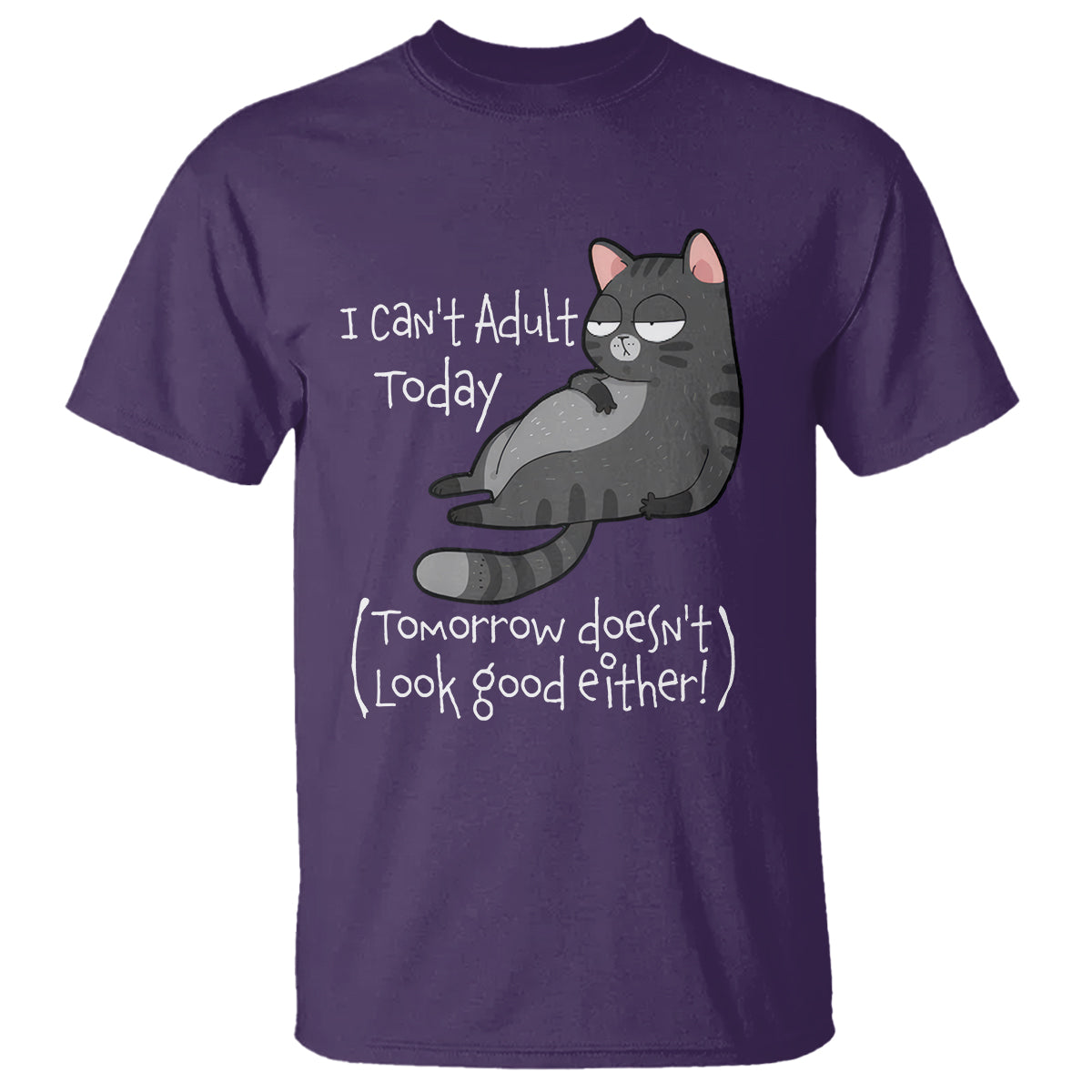 i-cant-adult-today-tomorrow-doesnt-look-good-either-funny-meme-cat-t-shirt