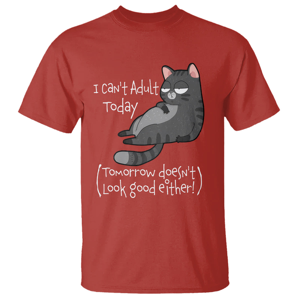 i-cant-adult-today-tomorrow-doesnt-look-good-either-funny-meme-cat-t-shirt