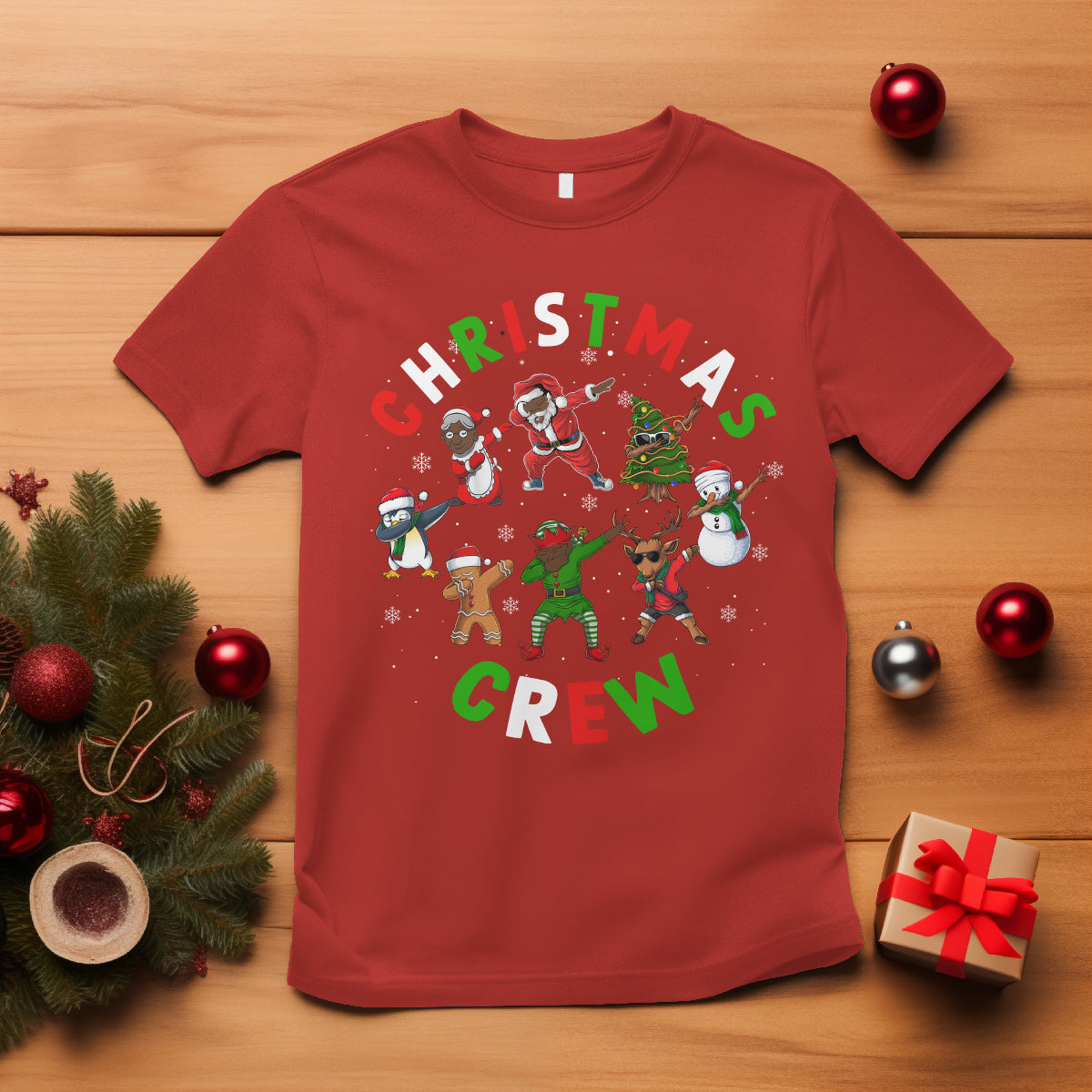 christmas-crew-black-african-american-santa-reindeer-snowman-dabbing-t-shirt