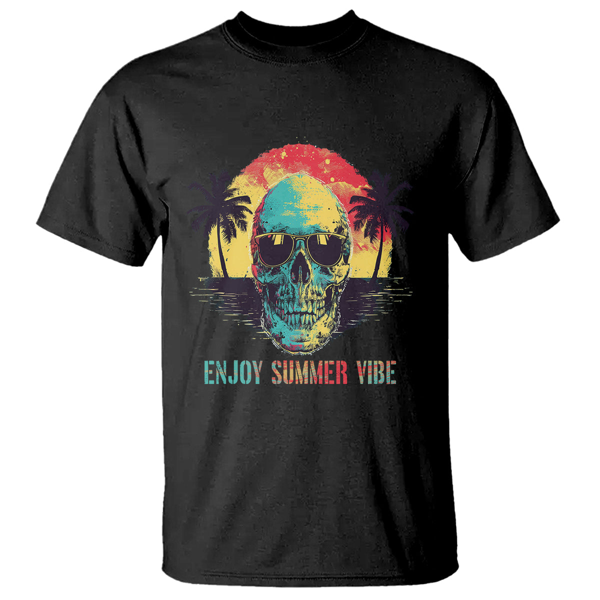 enjoy-summer-vibe-cool-skull-aesthetic-beach-lover-t-shirt