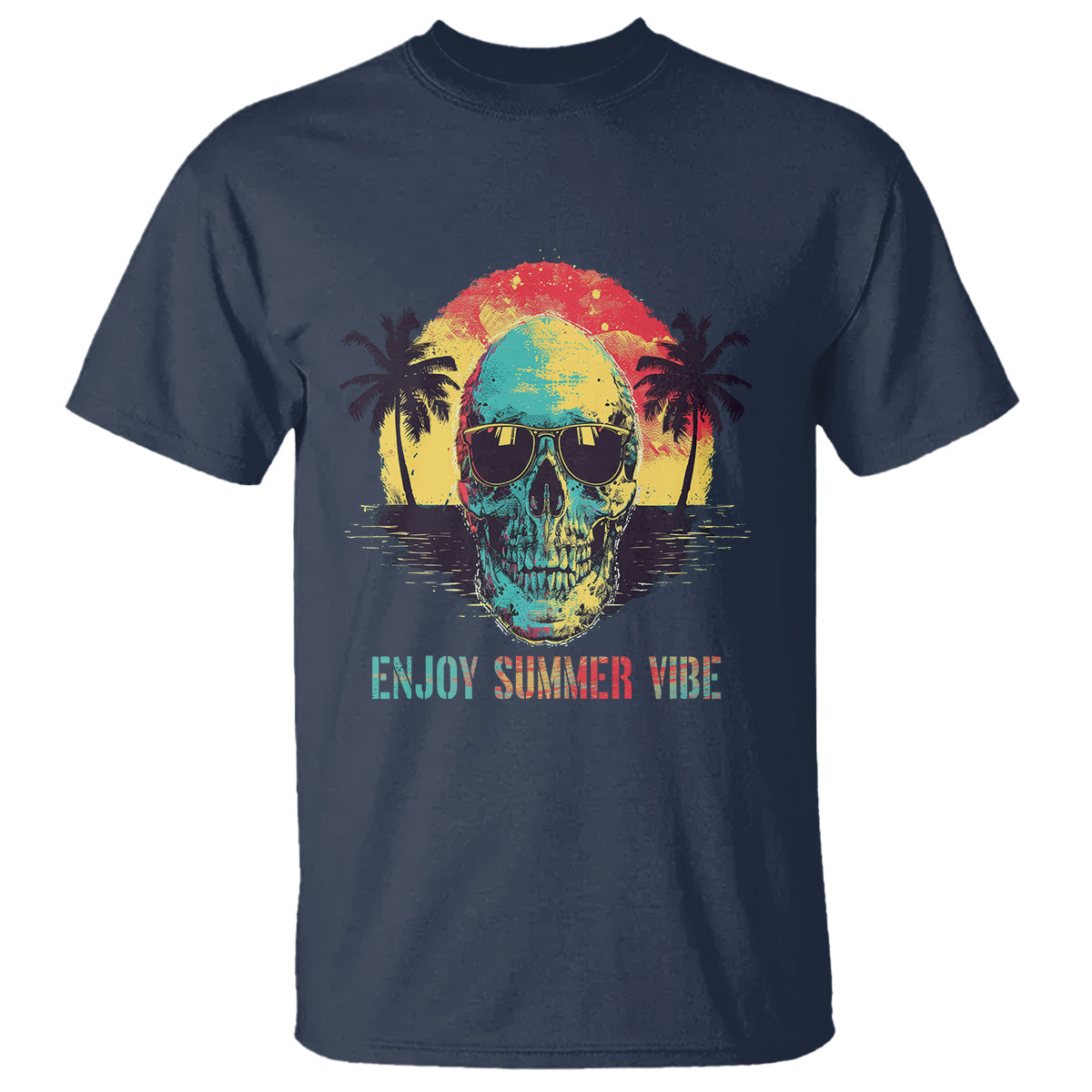 enjoy-summer-vibe-cool-skull-aesthetic-beach-lover-t-shirt