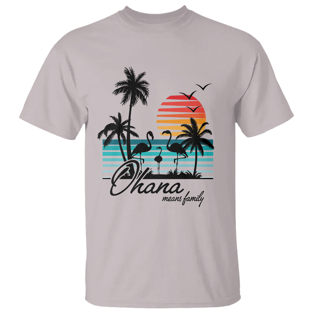 hawaiian-t-shirt-ohana-means-family-flamingo-sunset-beach-hawaii-summer-vacation