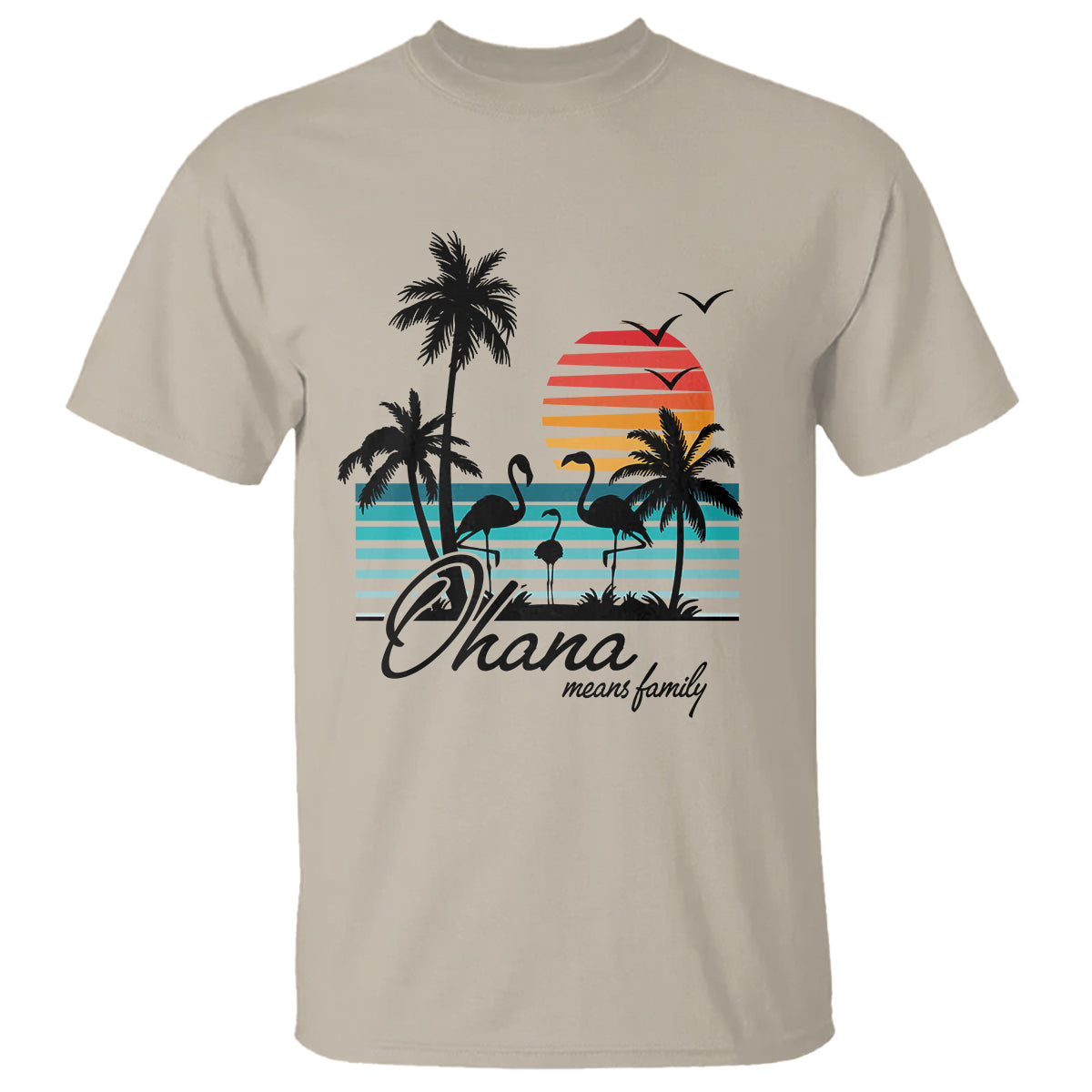 hawaiian-t-shirt-ohana-means-family-flamingo-sunset-beach-hawaii-summer-vacation