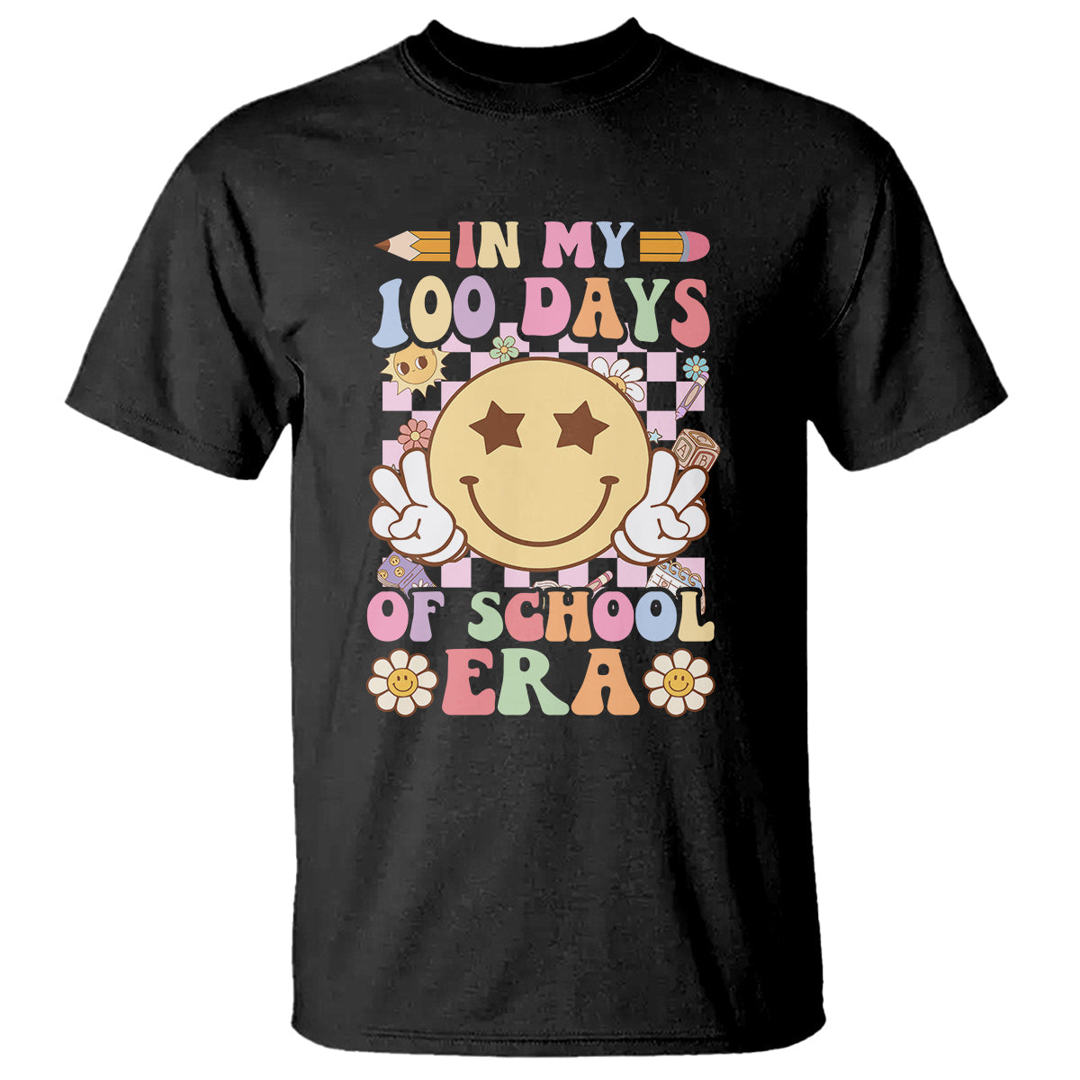 in-my-100-days-of-school-era-retro-groovy-t-shirt