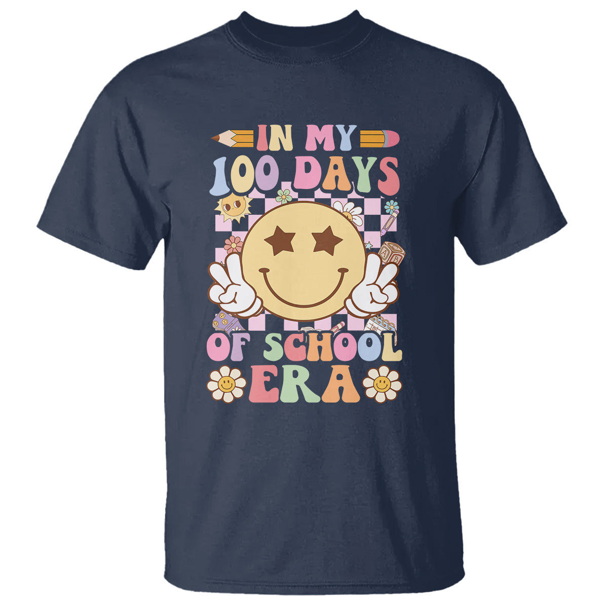 in-my-100-days-of-school-era-retro-groovy-t-shirt