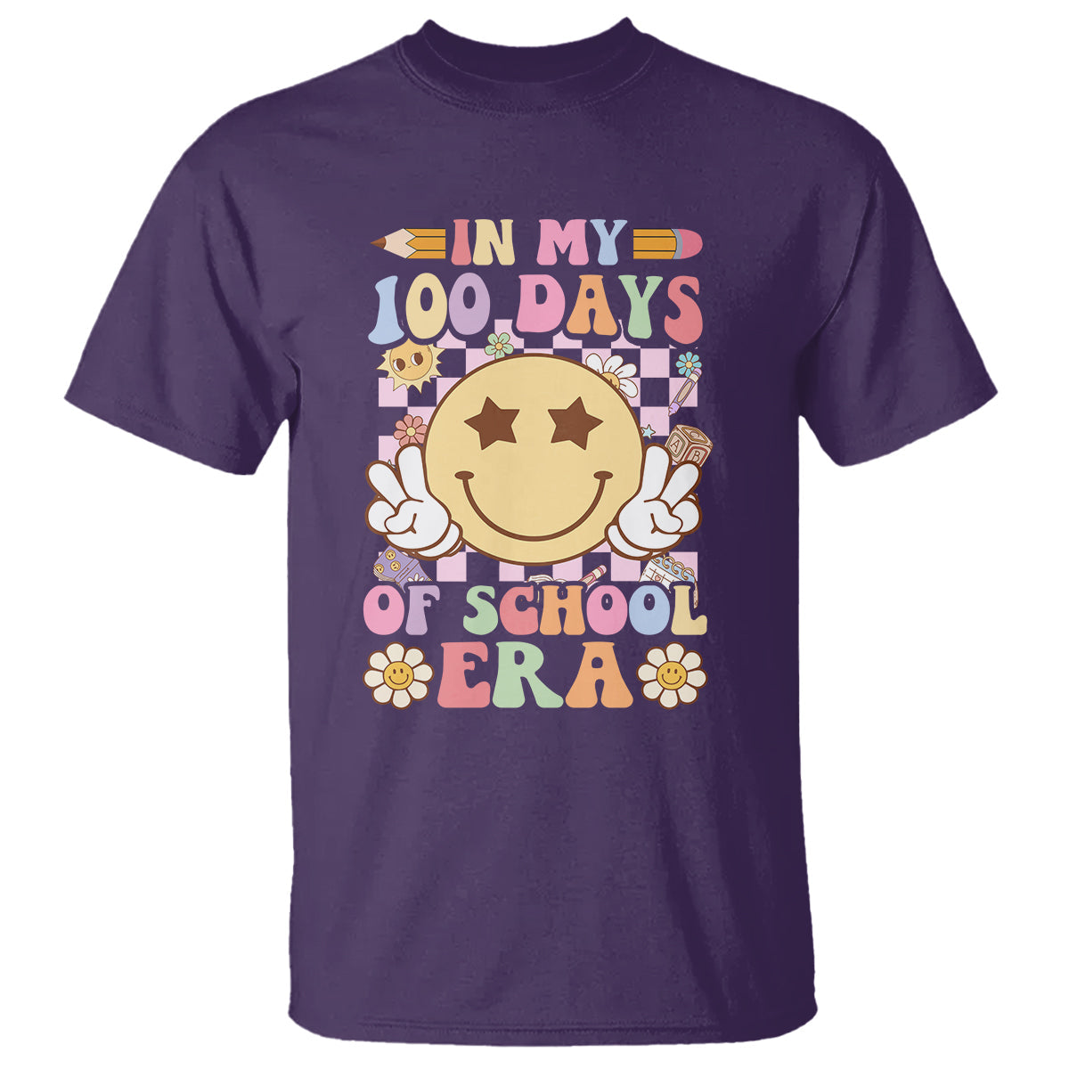 in-my-100-days-of-school-era-retro-groovy-t-shirt
