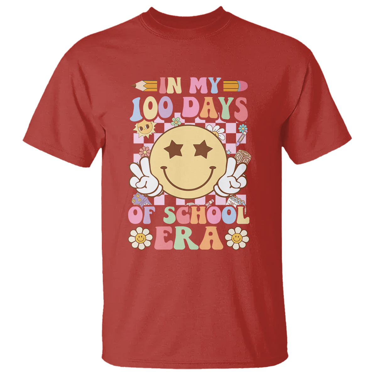 in-my-100-days-of-school-era-retro-groovy-t-shirt