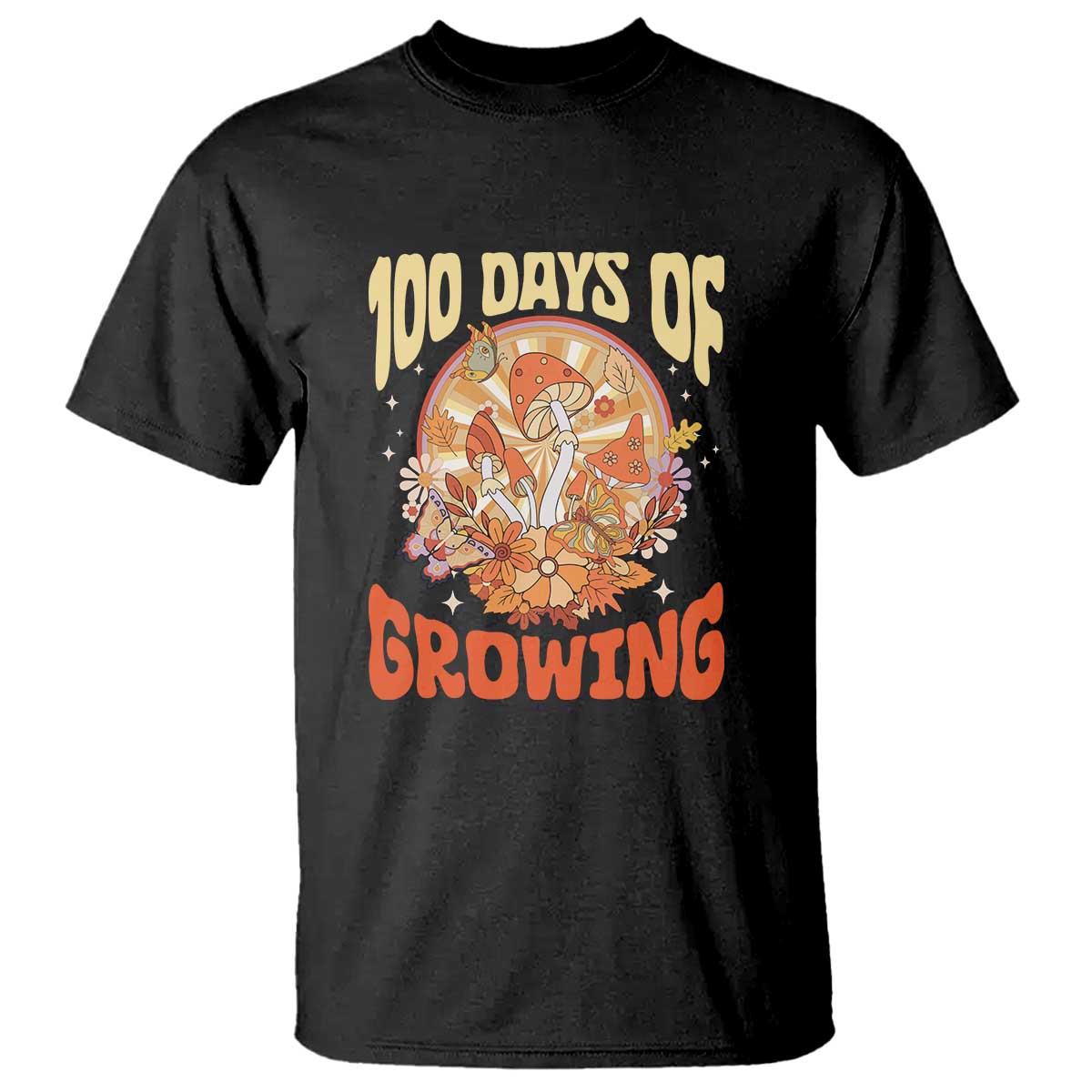 100th-day-of-school-teacher-t-shirt-100-days-of-growing-retro-groovy-mushroom