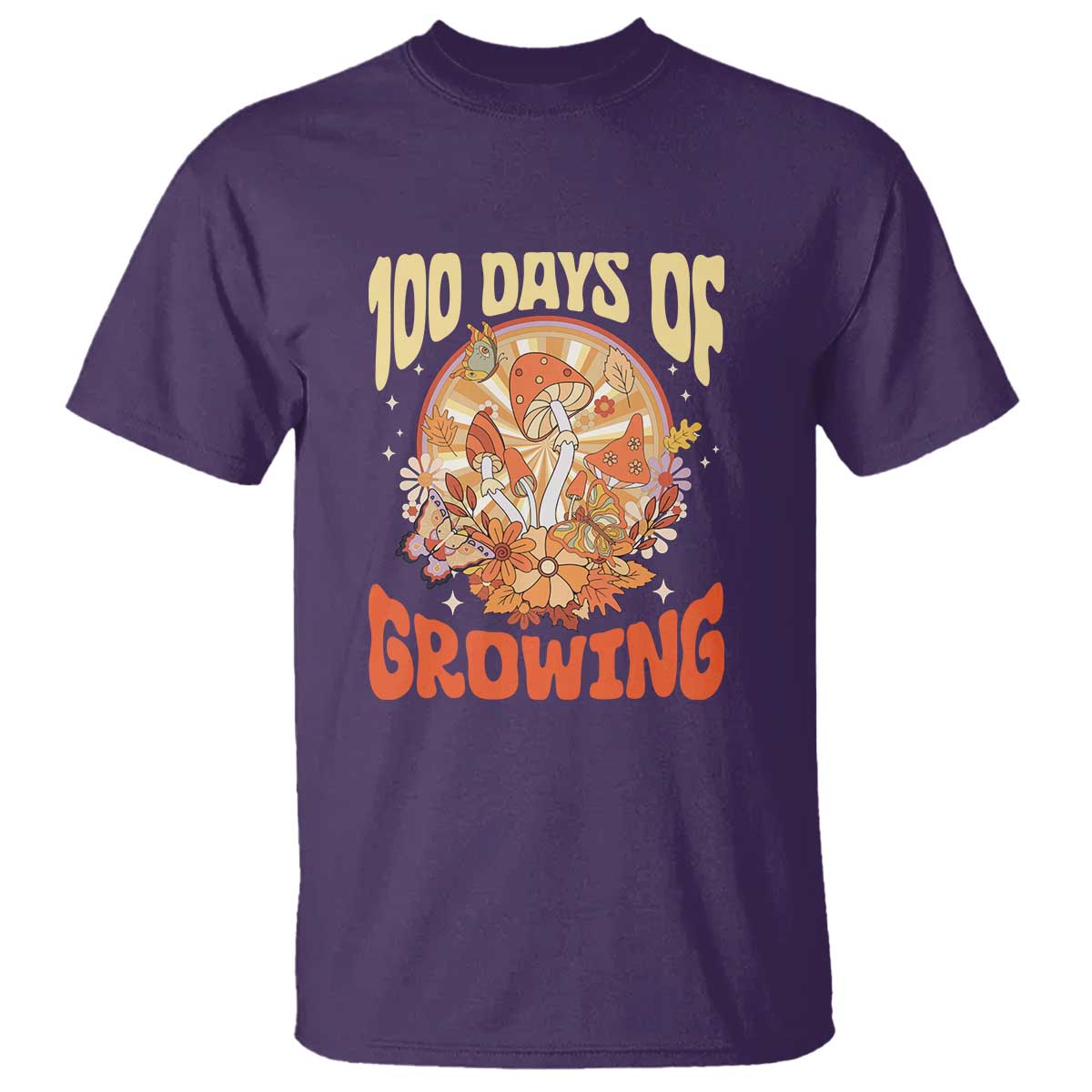 100th-day-of-school-teacher-t-shirt-100-days-of-growing-retro-groovy-mushroom