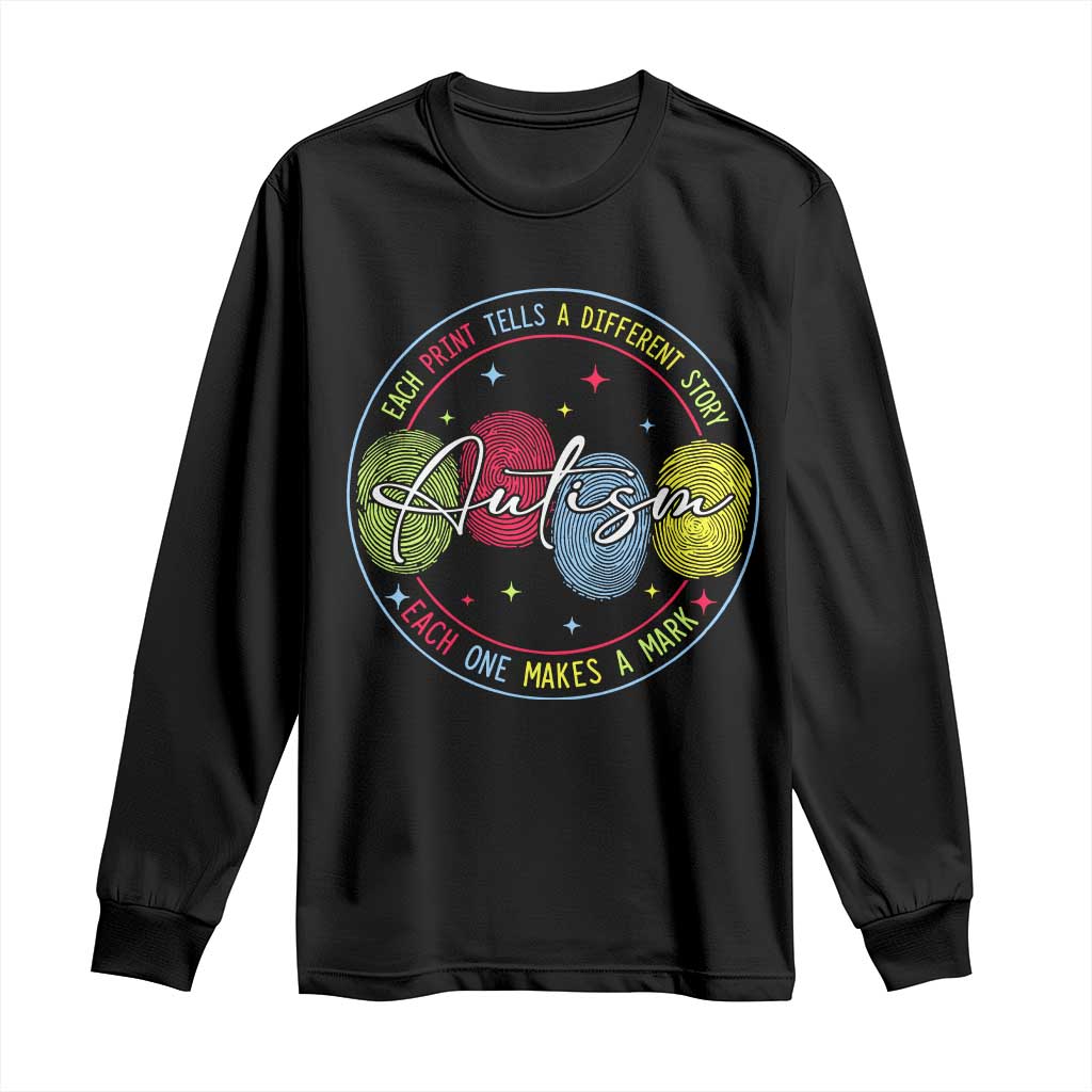 Autism Long Sleeve Shirt Fingerprint Autism Each Print Tells A Different Story