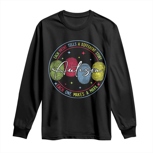 Autism Long Sleeve Shirt Fingerprint Autism Each Print Tells A Different Story
