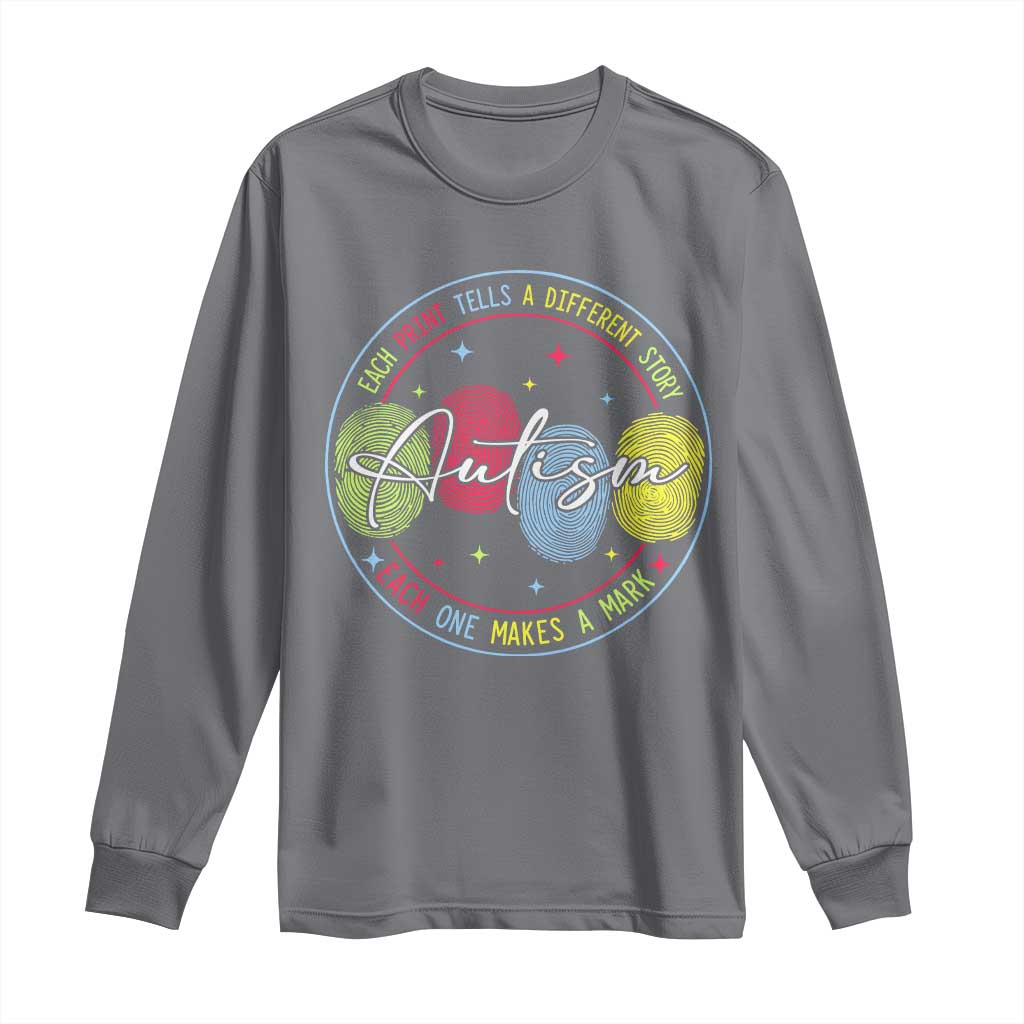 Autism Long Sleeve Shirt Fingerprint Autism Each Print Tells A Different Story