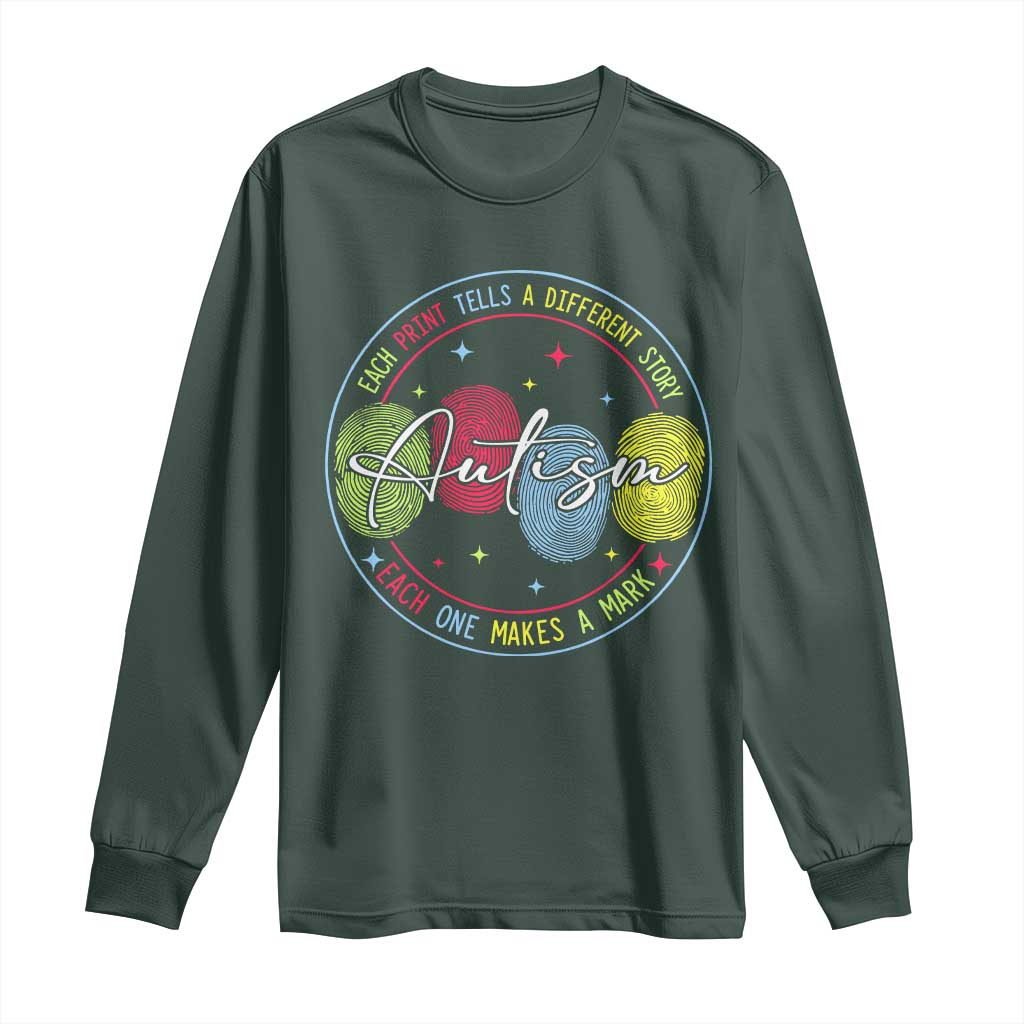 Autism Long Sleeve Shirt Fingerprint Autism Each Print Tells A Different Story