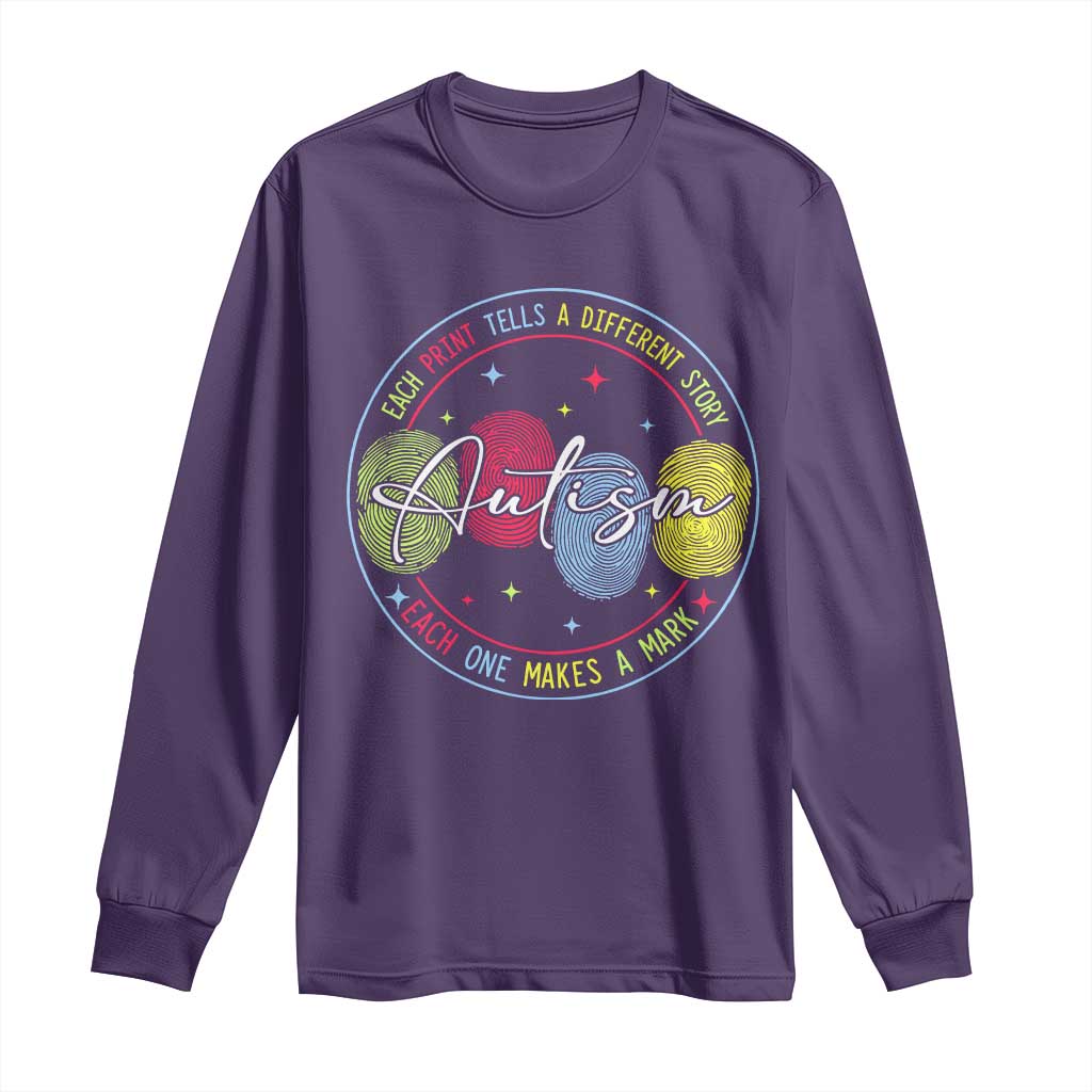 Autism Long Sleeve Shirt Fingerprint Autism Each Print Tells A Different Story