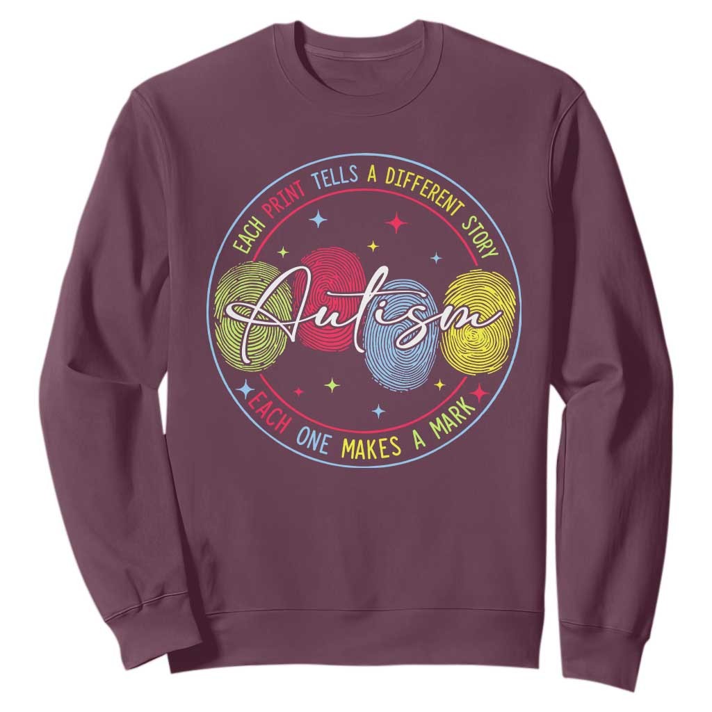 Autism Sweatshirt Fingerprint Autism Each Print Tells A Different Story