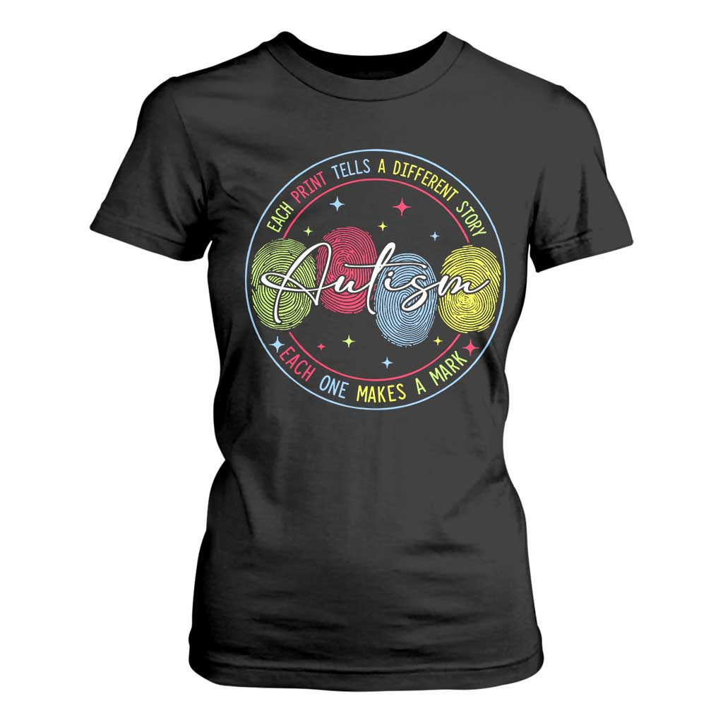 Autism T Shirt For Women Fingerprint Autism Each Print Tells A Different Story