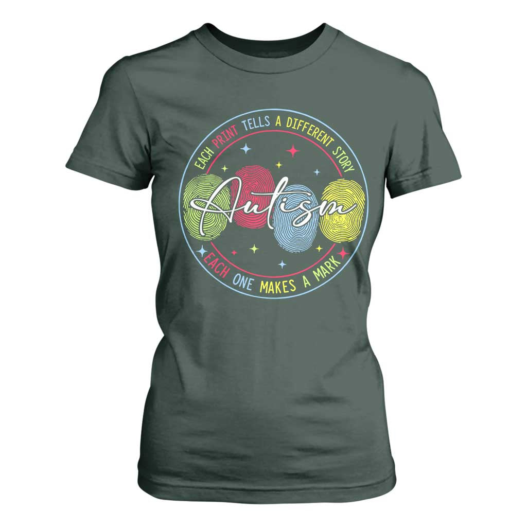 Autism T Shirt For Women Fingerprint Autism Each Print Tells A Different Story