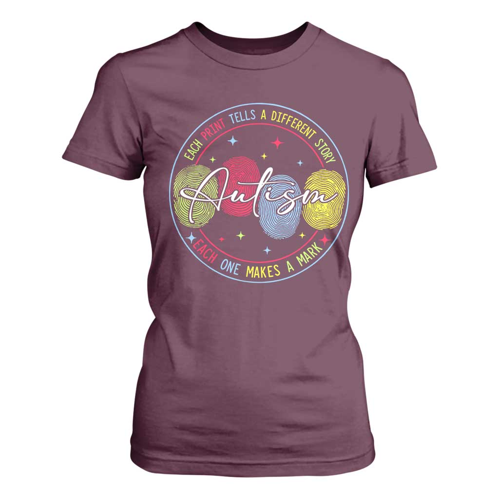 Autism T Shirt For Women Fingerprint Autism Each Print Tells A Different Story