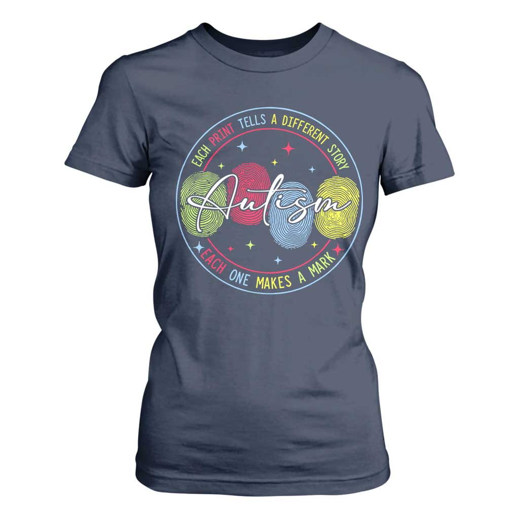 Autism T Shirt For Women Fingerprint Autism Each Print Tells A Different Story