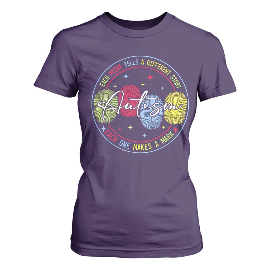 Autism T Shirt For Women Fingerprint Autism Each Print Tells A Different Story