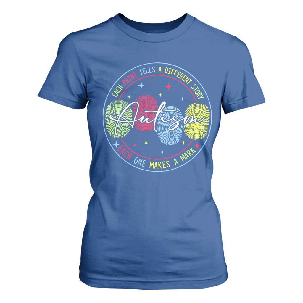 Autism T Shirt For Women Fingerprint Autism Each Print Tells A Different Story