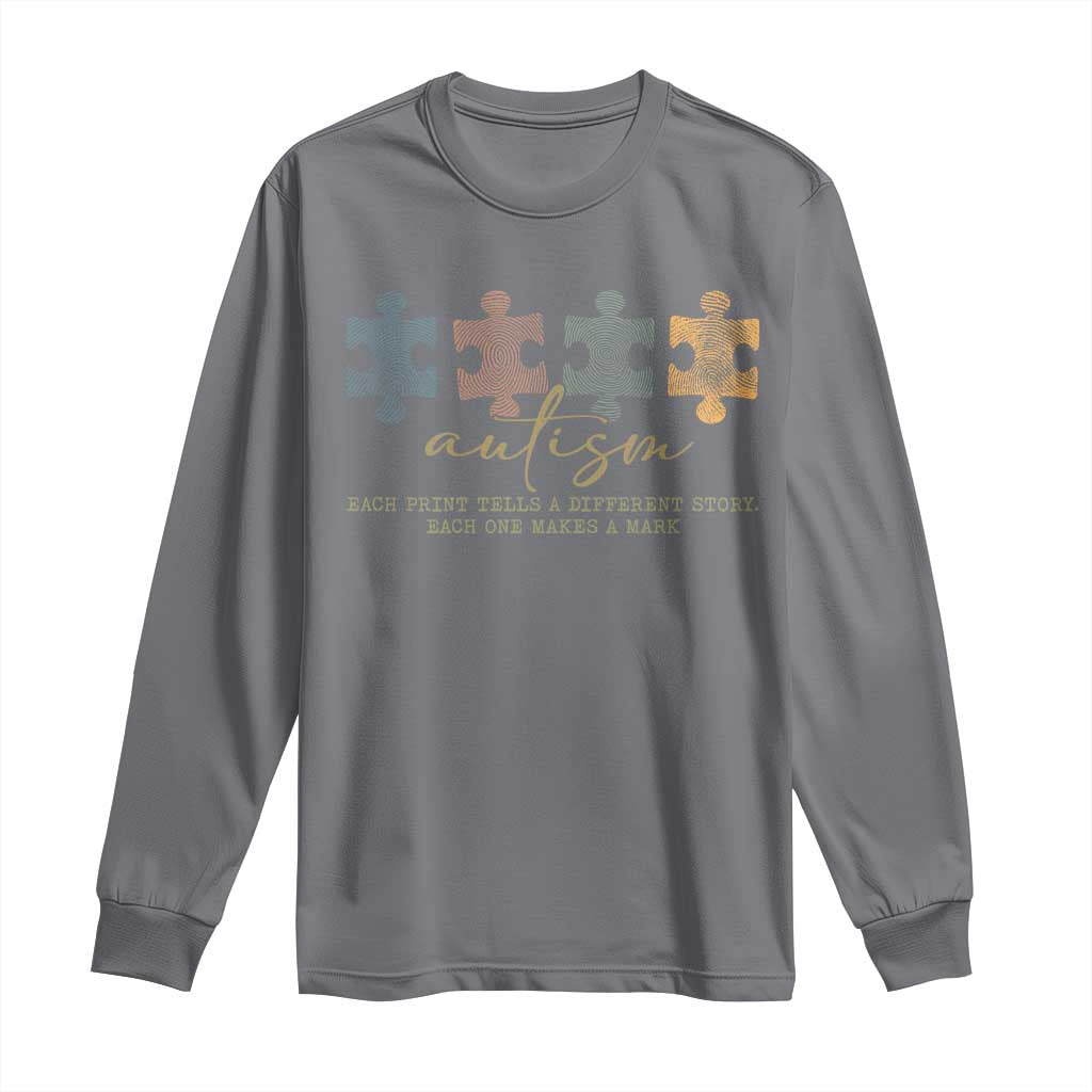 Autism Long Sleeve Shirt Fingerprint Autism Each One Makes A Mark