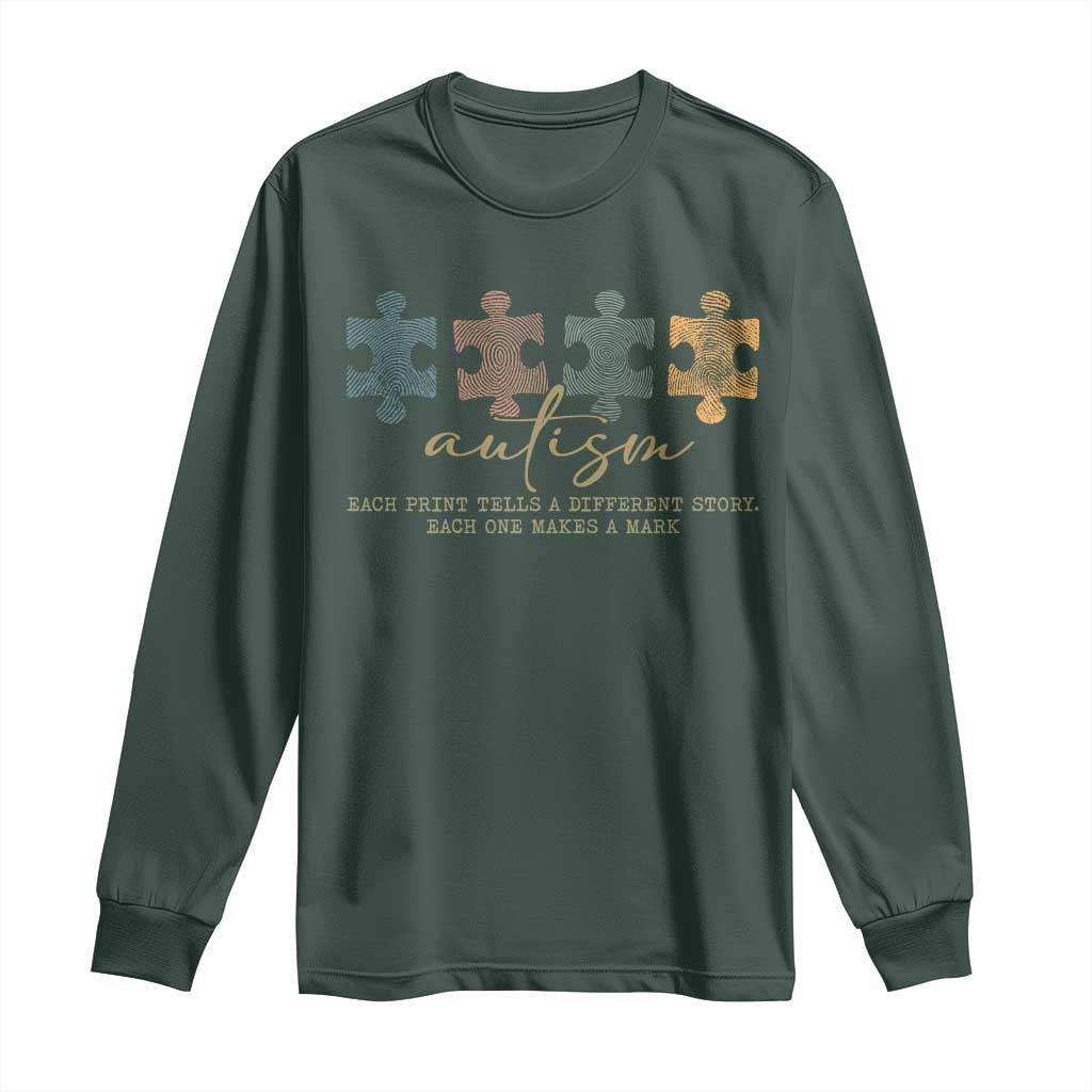 Autism Long Sleeve Shirt Fingerprint Autism Each One Makes A Mark
