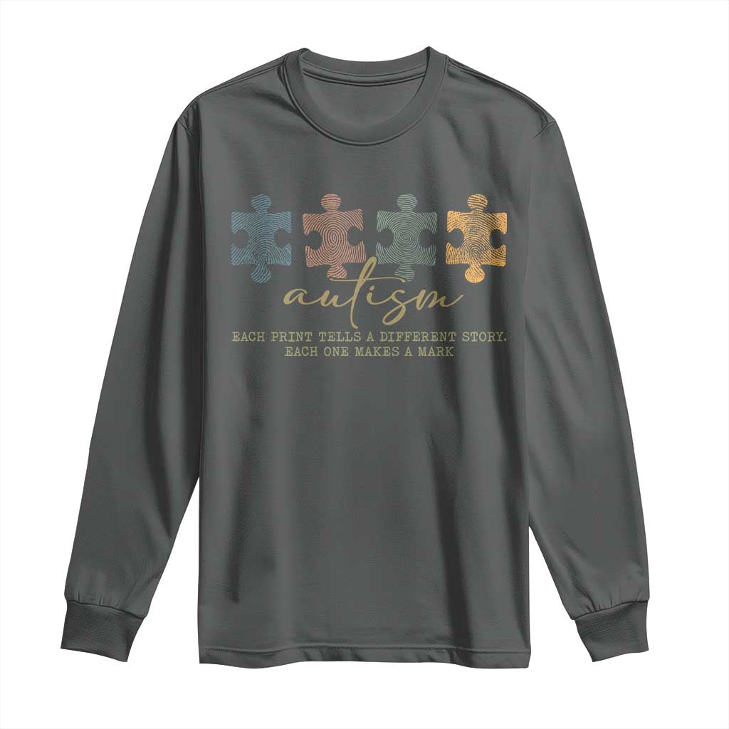 Autism Long Sleeve Shirt Fingerprint Autism Each One Makes A Mark