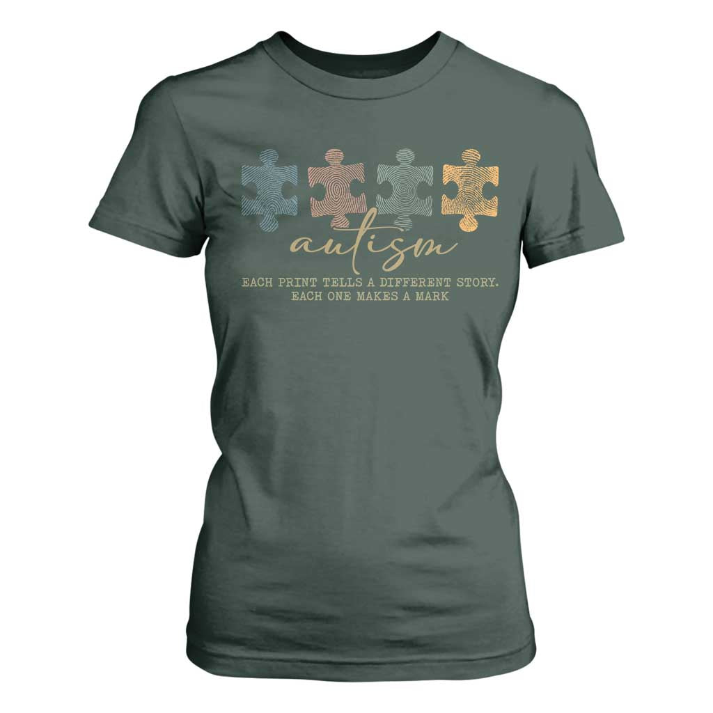 Autism T Shirt For Women Fingerprint Autism Each One Makes A Mark
