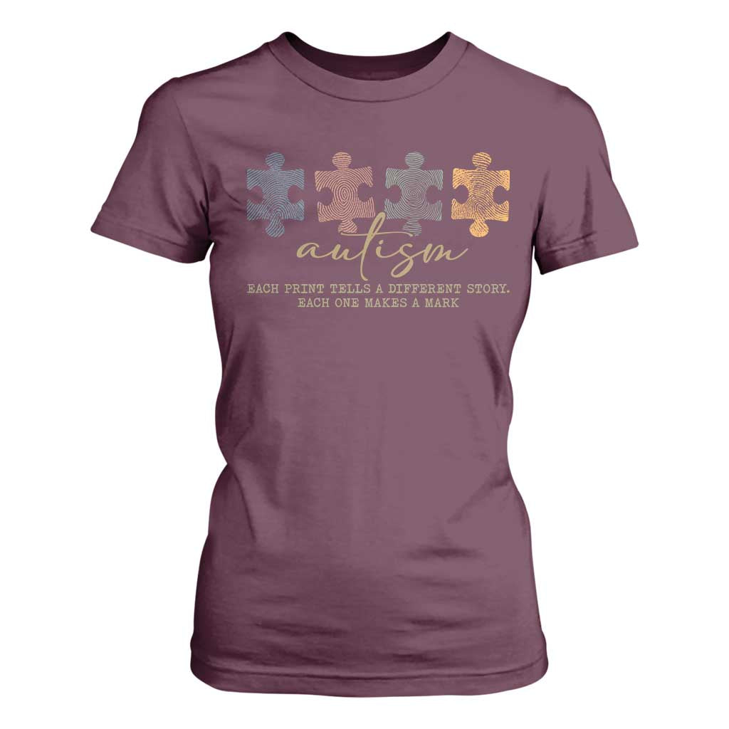 Autism T Shirt For Women Fingerprint Autism Each One Makes A Mark