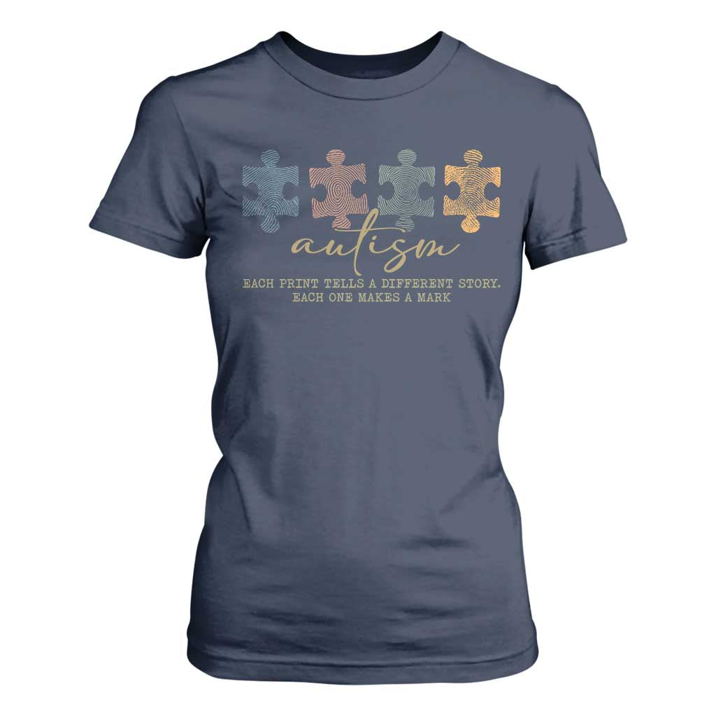 Autism T Shirt For Women Fingerprint Autism Each One Makes A Mark