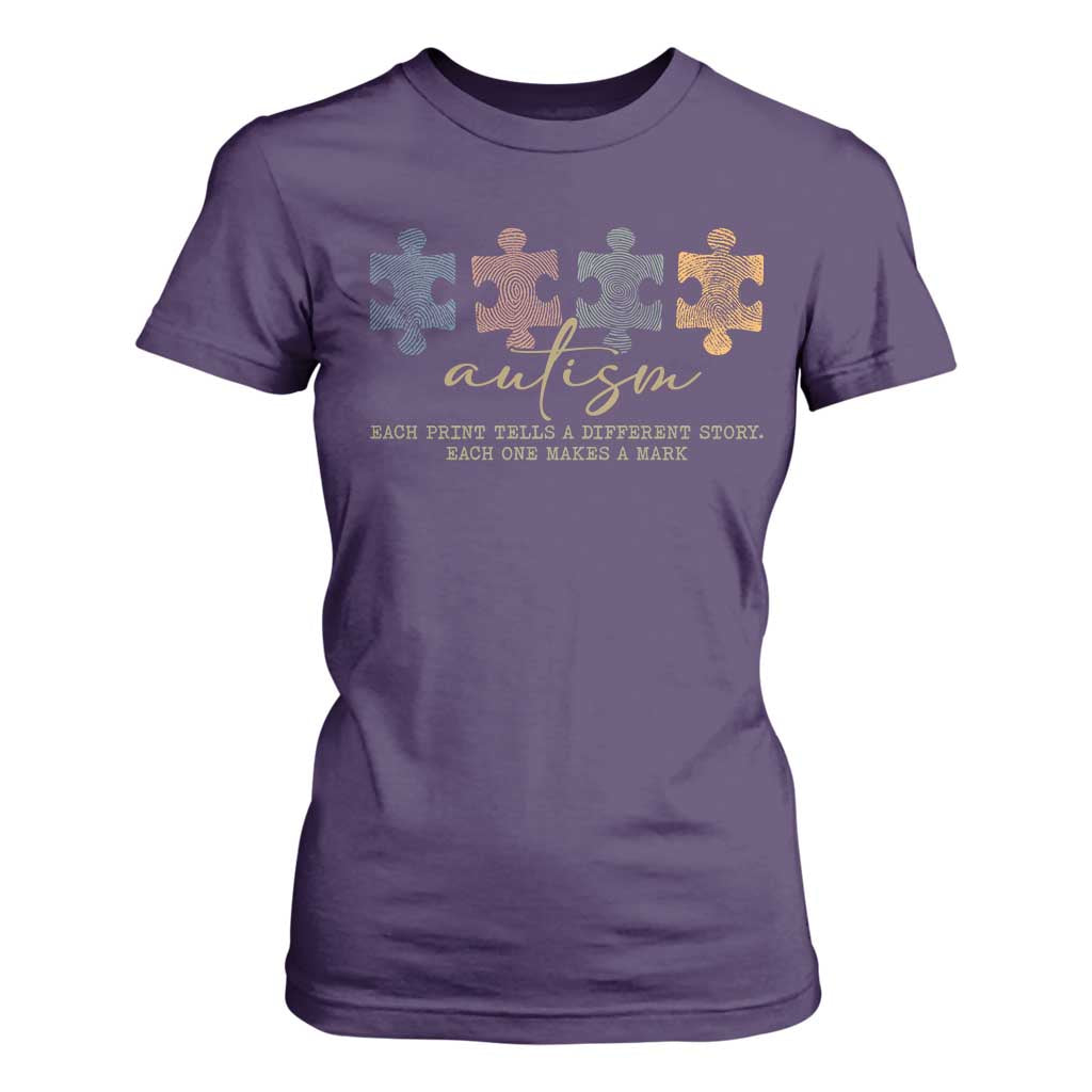 Autism T Shirt For Women Fingerprint Autism Each One Makes A Mark