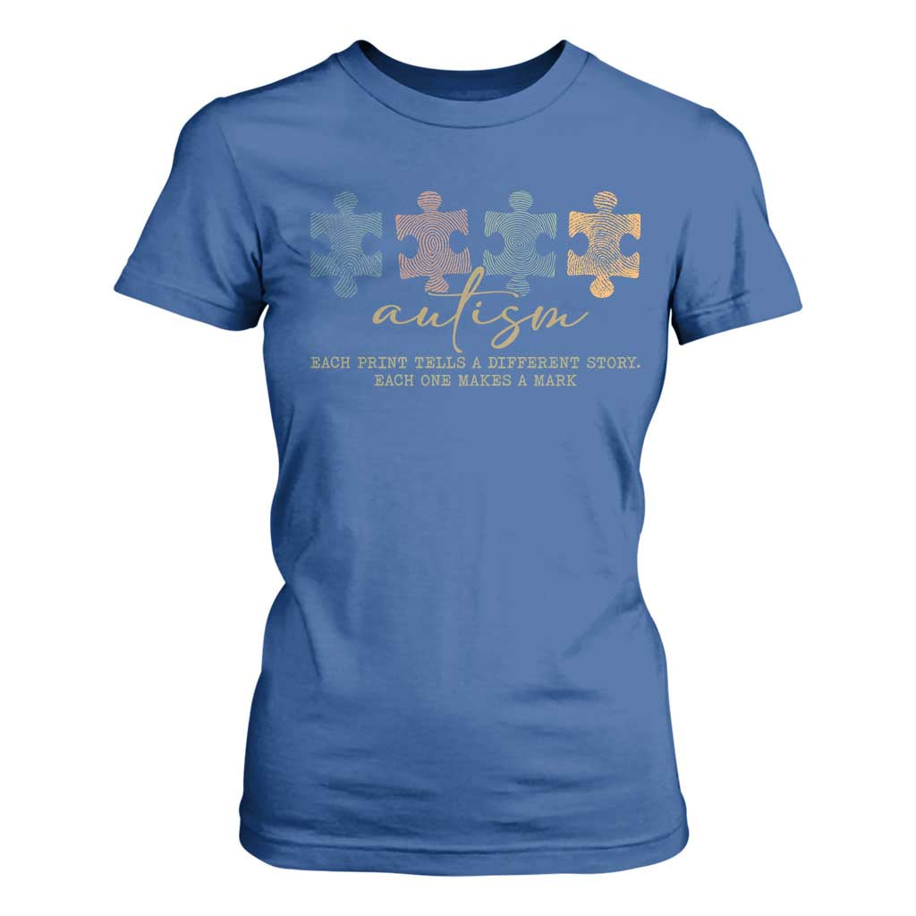 Autism T Shirt For Women Fingerprint Autism Each One Makes A Mark