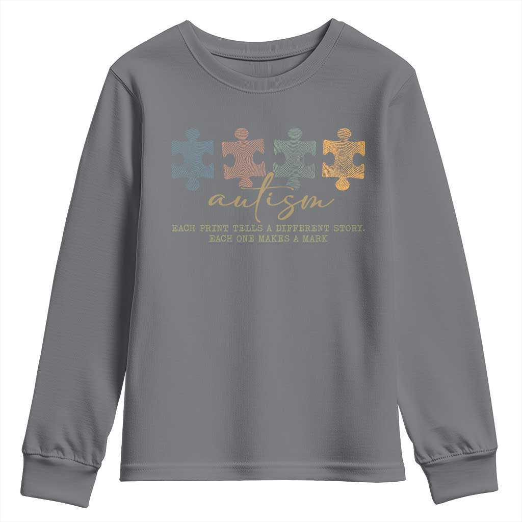 Autism Youth Sweatshirt Fingerprint Autism Each One Makes A Mark