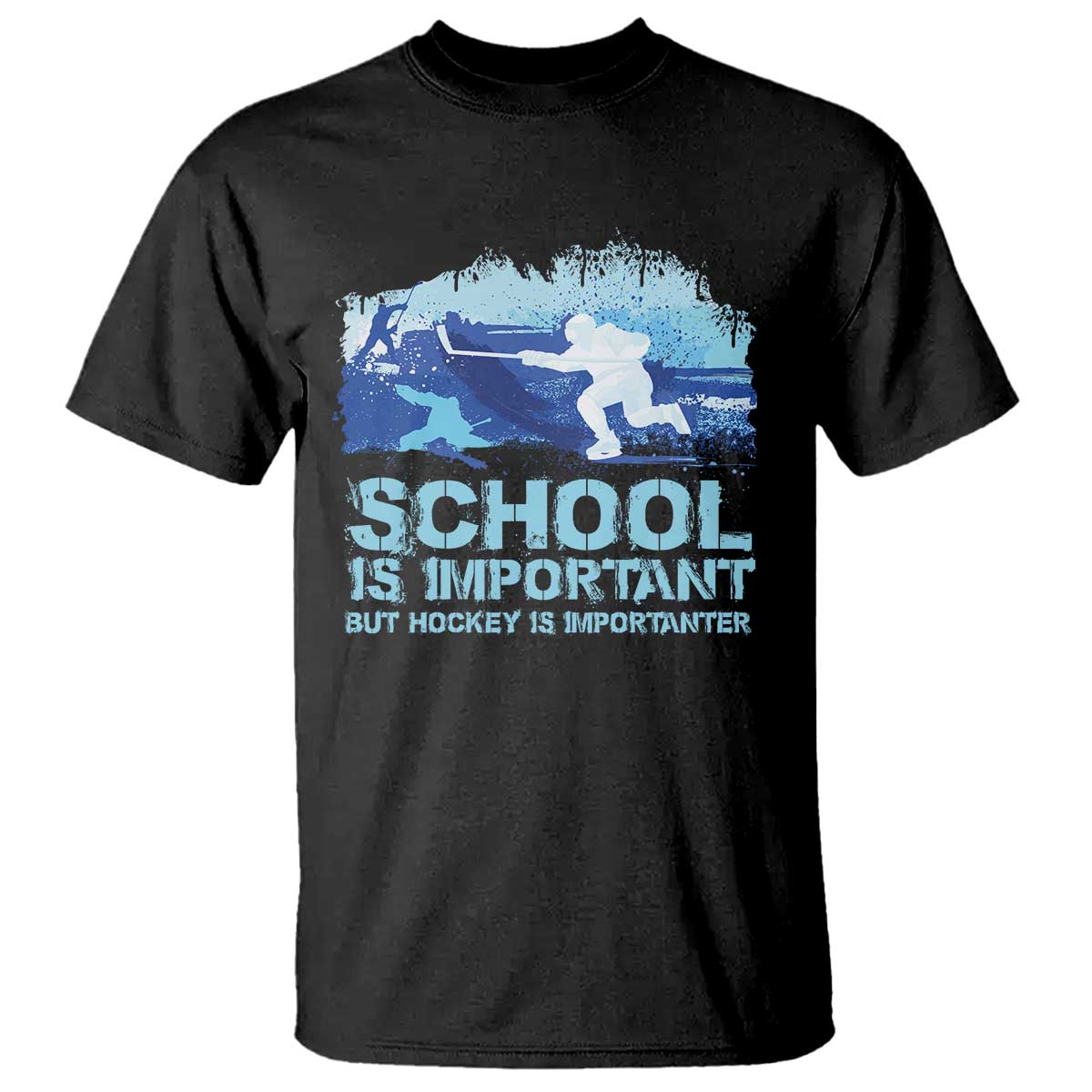 funny-school-is-important-but-hockey-is-importanter-t-shirt