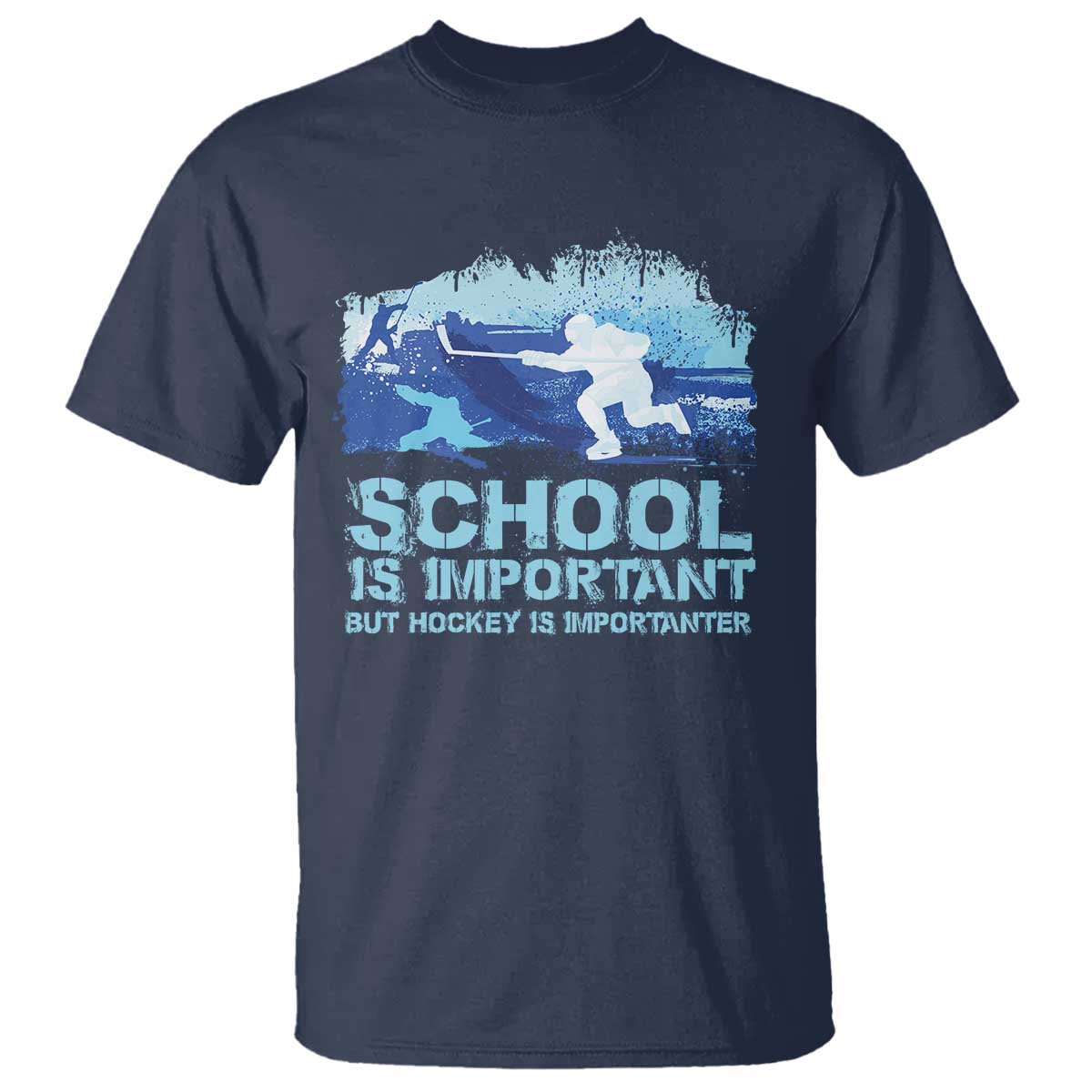 funny-school-is-important-but-hockey-is-importanter-t-shirt