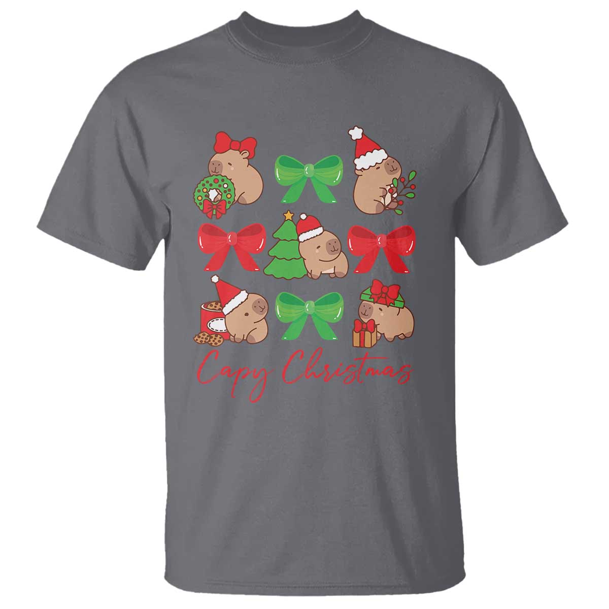 funny-capybara-christmas-t-shirt-cute-capy-coquette-bow
