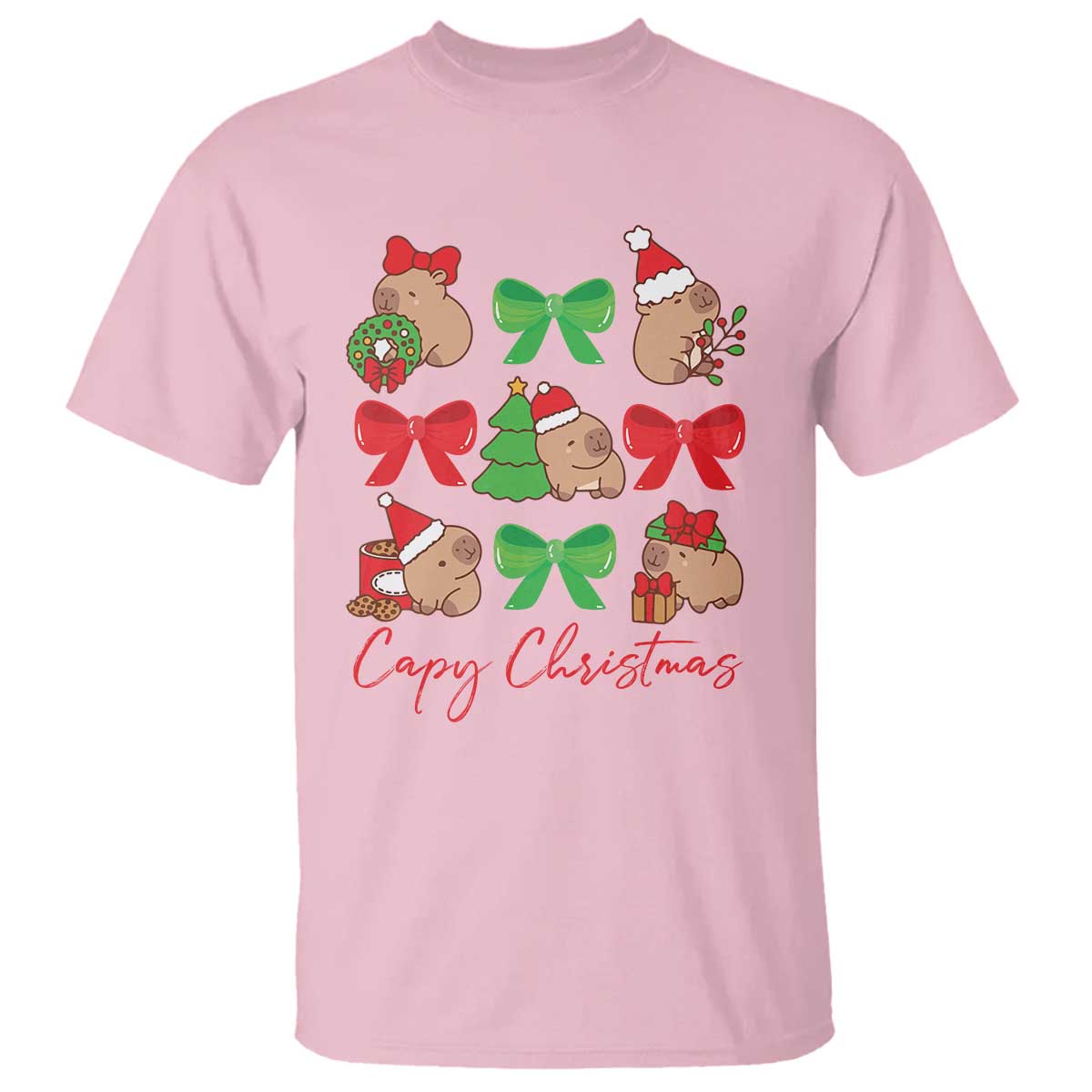 funny-capybara-christmas-t-shirt-cute-capy-coquette-bow