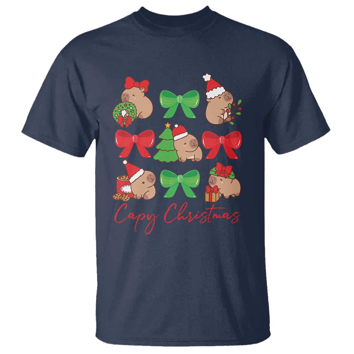 funny-capybara-christmas-t-shirt-cute-capy-coquette-bow