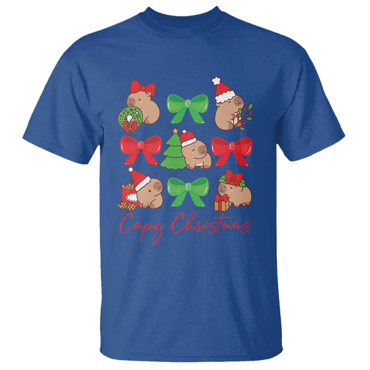funny-capybara-christmas-t-shirt-cute-capy-coquette-bow