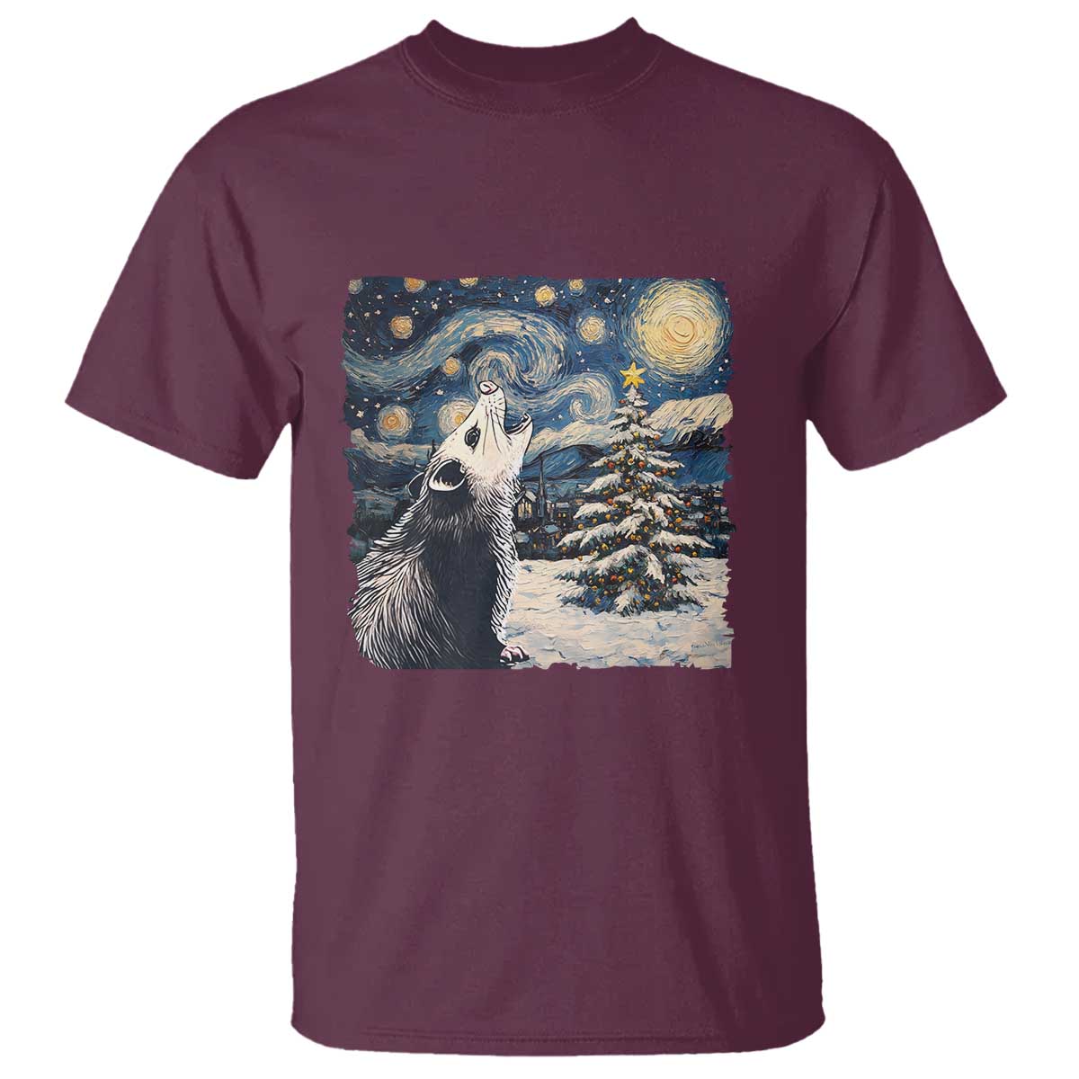 christmas-starry-night-opossum-t-shirt