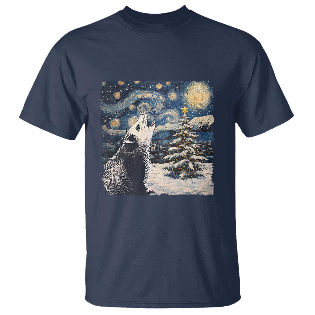 christmas-starry-night-opossum-t-shirt